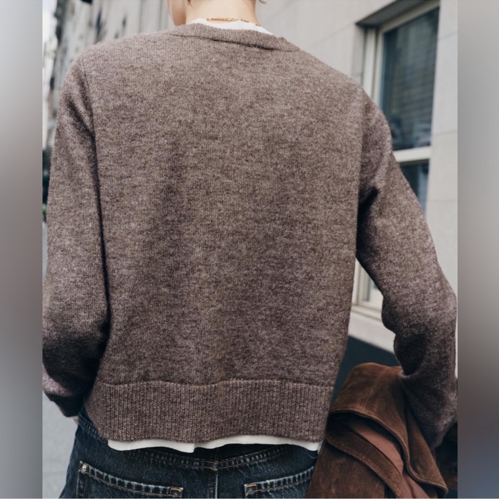 Zara Combination Knit Wool Blend, Cotton Lined Cardigan Sweater. Mink. L NWT - Picture 7 of 12